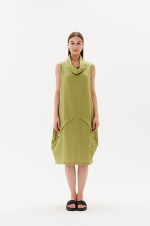 SLEEVELESS COWL NECK DRESS