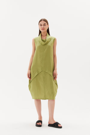 SLEEVELESS COWL NECK DRESS