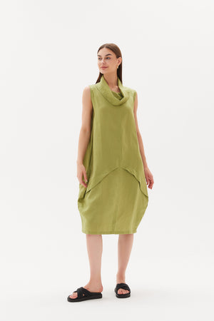 SLEEVELESS COWL NECK DRESS