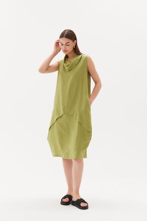 SLEEVELESS COWL NECK DRESS