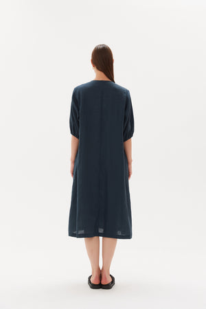 PUFF SLEEVE GATHER FRONT DRESS