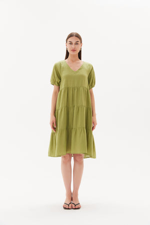 TIERED LINEN DRESS