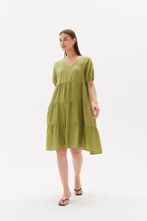 TIERED LINEN DRESS