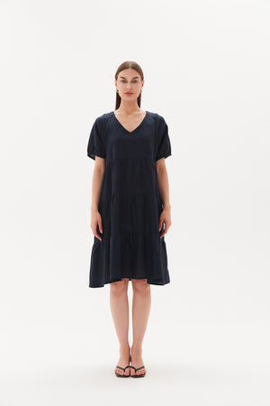 TIERED LINEN DRESS