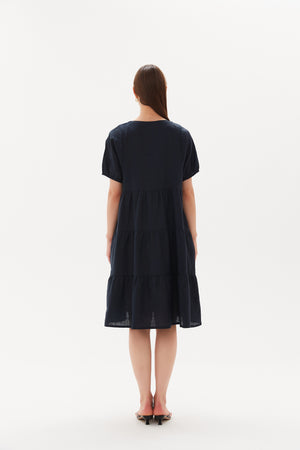TIERED LINEN DRESS
