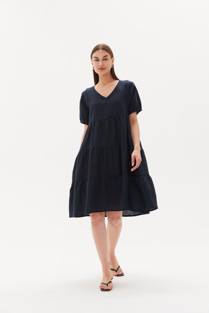 TIERED LINEN DRESS