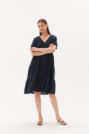 TIERED LINEN DRESS