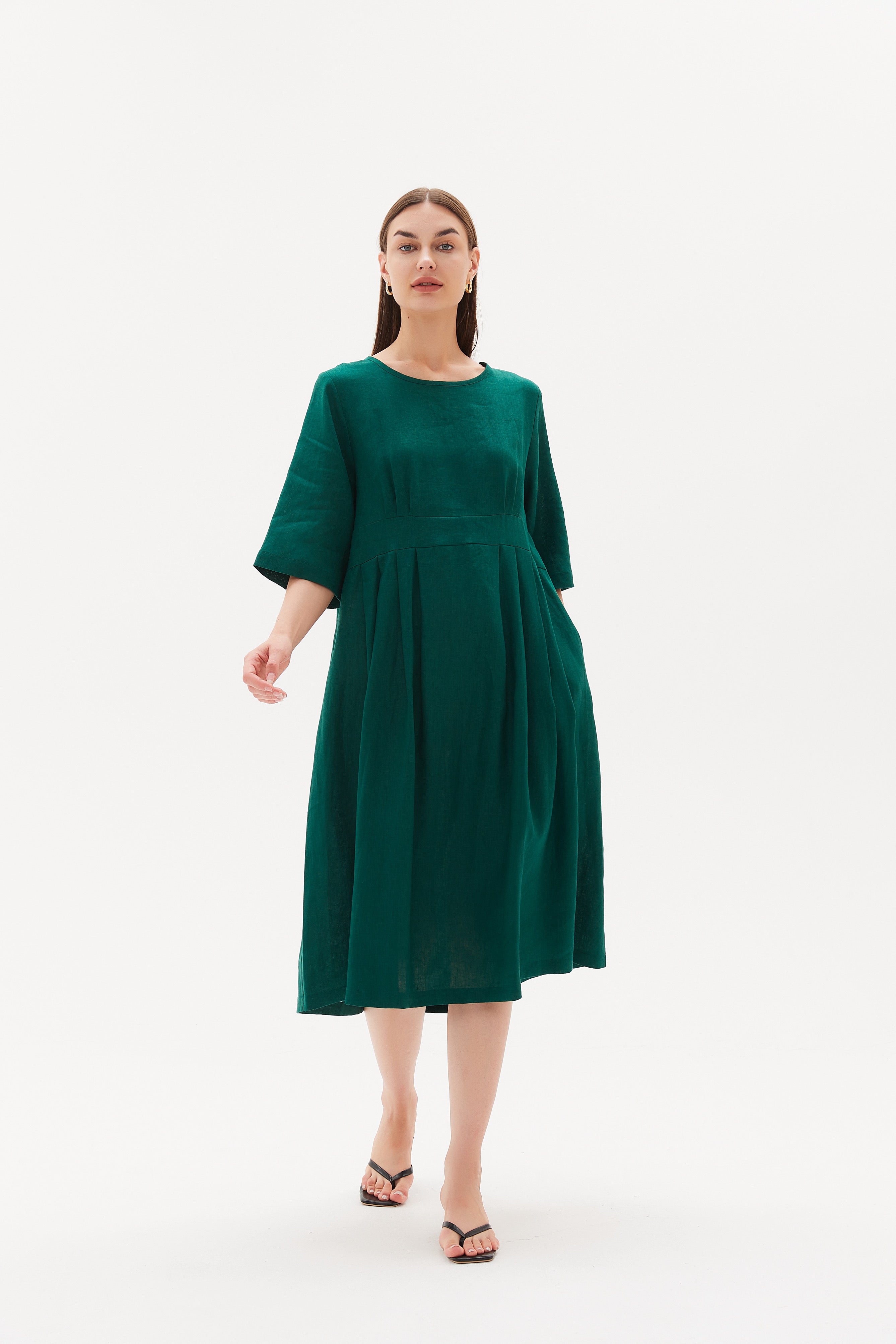 Emerald green store bell sleeve dress