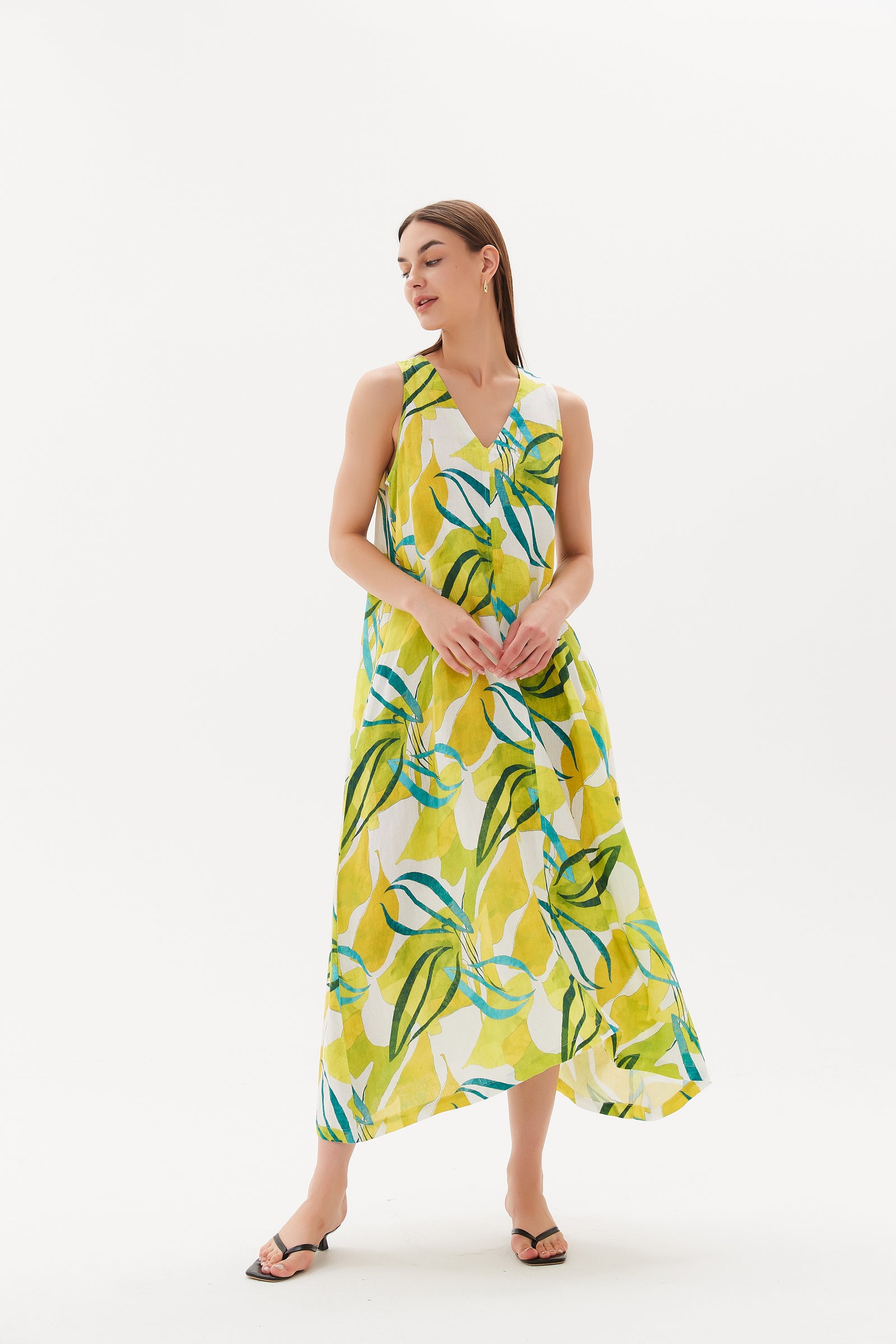 EASY SLEEVELESS MIDI PRINT DRESS