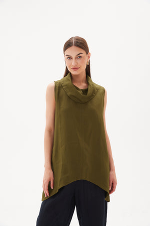 COWL NECK SLEEVELESS TUNIC