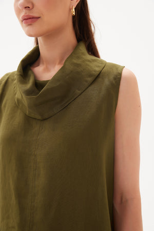 COWL NECK SLEEVELESS TUNIC