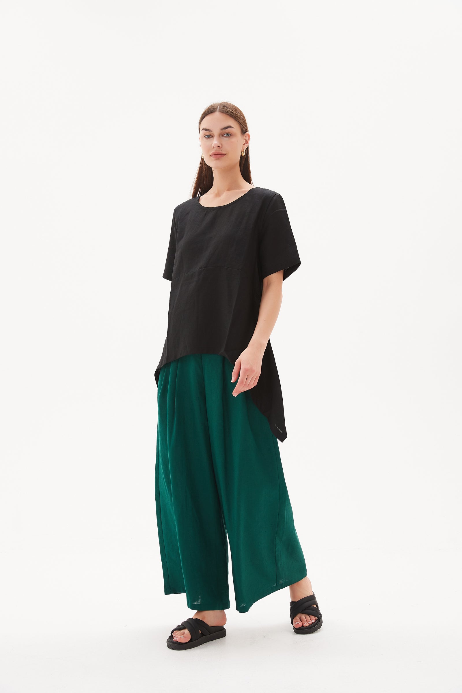 DROP SIDE LINEN TOP