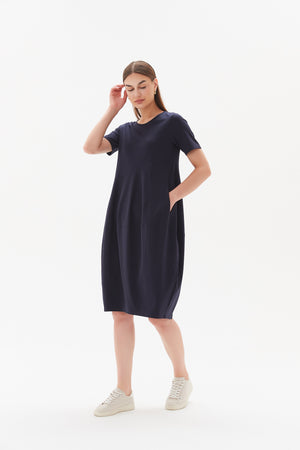 SHORT SLEEVE DIAGONAL SEAM DRESS