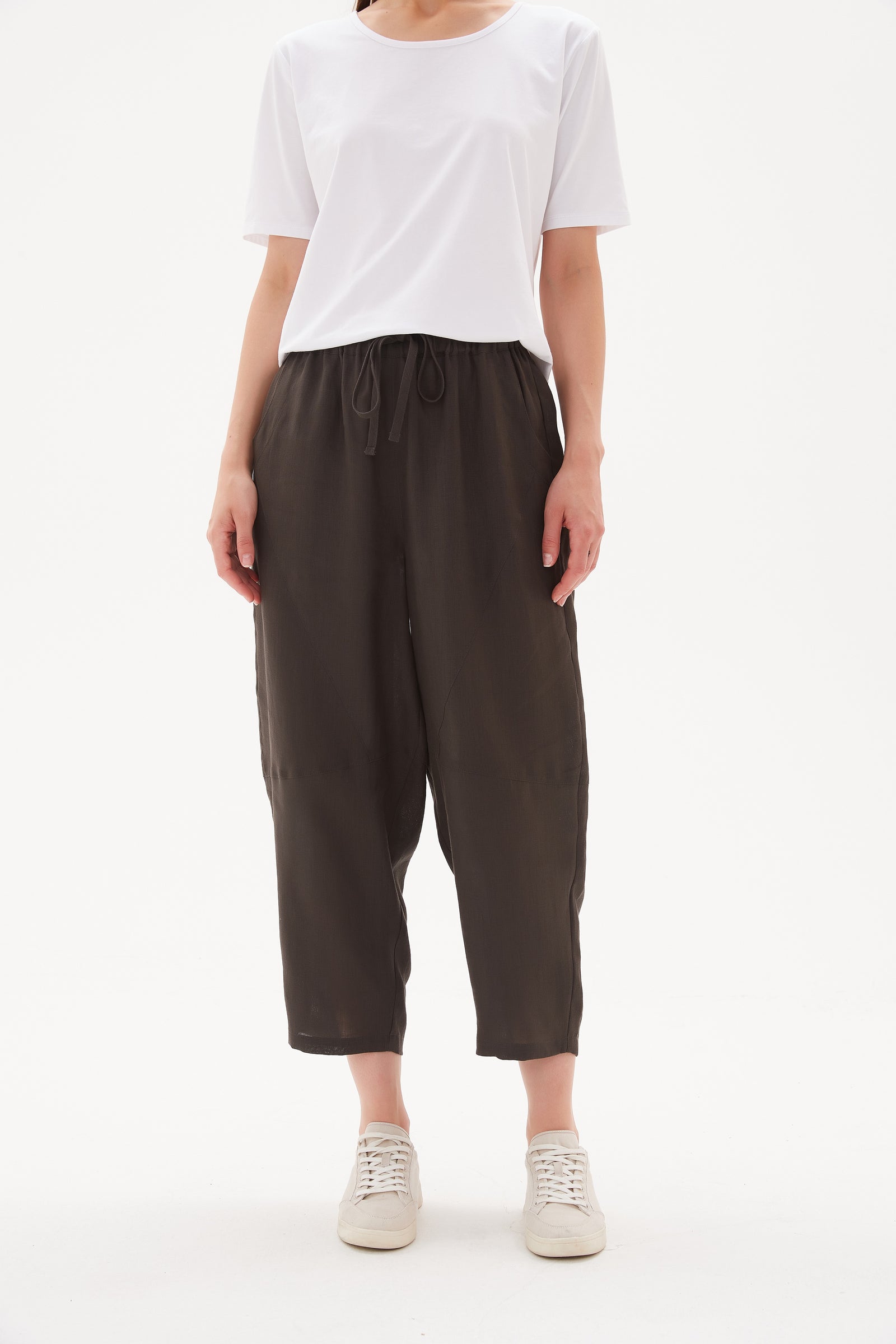 TIE FRONT LINEN JOGGER