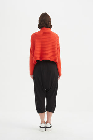 COWL NECK BUTTON KNIT