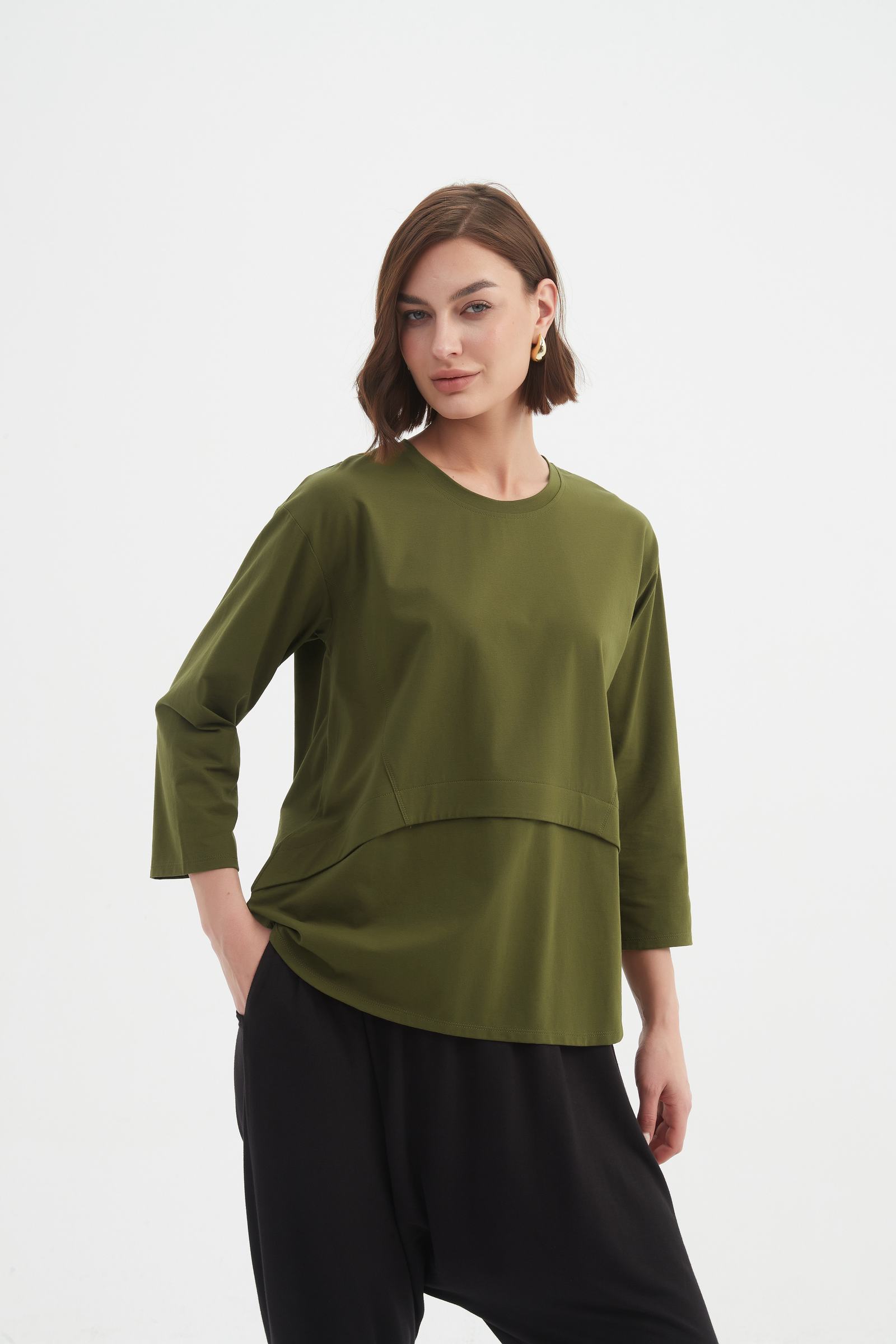 Tirelli blouse round neckline lightweight casual chic