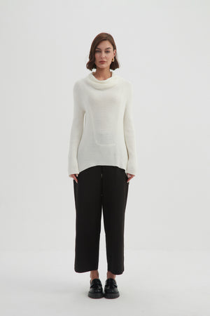COWL NECK RIB KNIT