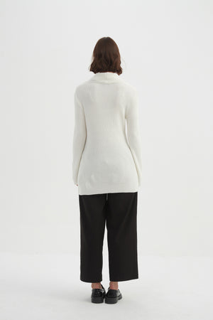 COWL NECK RIB KNIT