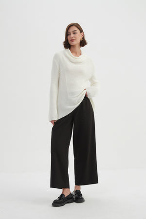 COWL NECK RIB KNIT