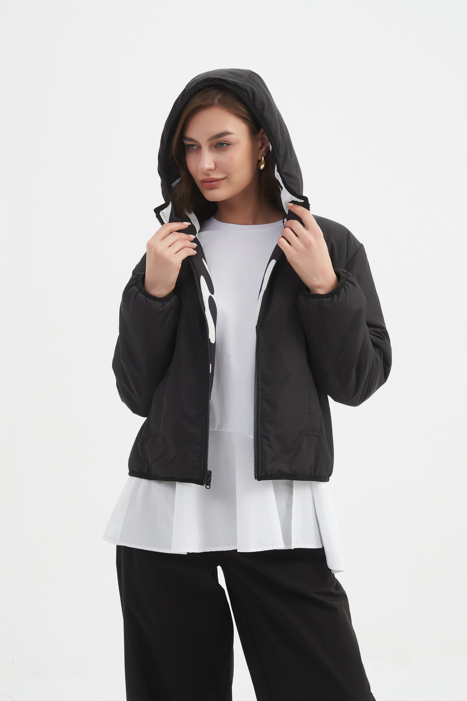 REVERSIBLE PRINT PUFFER JACKET