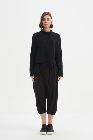 COWL NECK BUTTON KNIT
