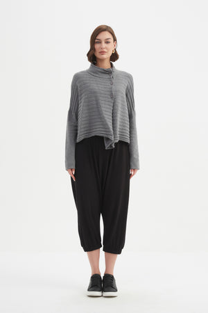 COWL NECK BUTTON KNIT