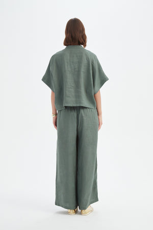 BOXY BUTTON LINEN SHIRT