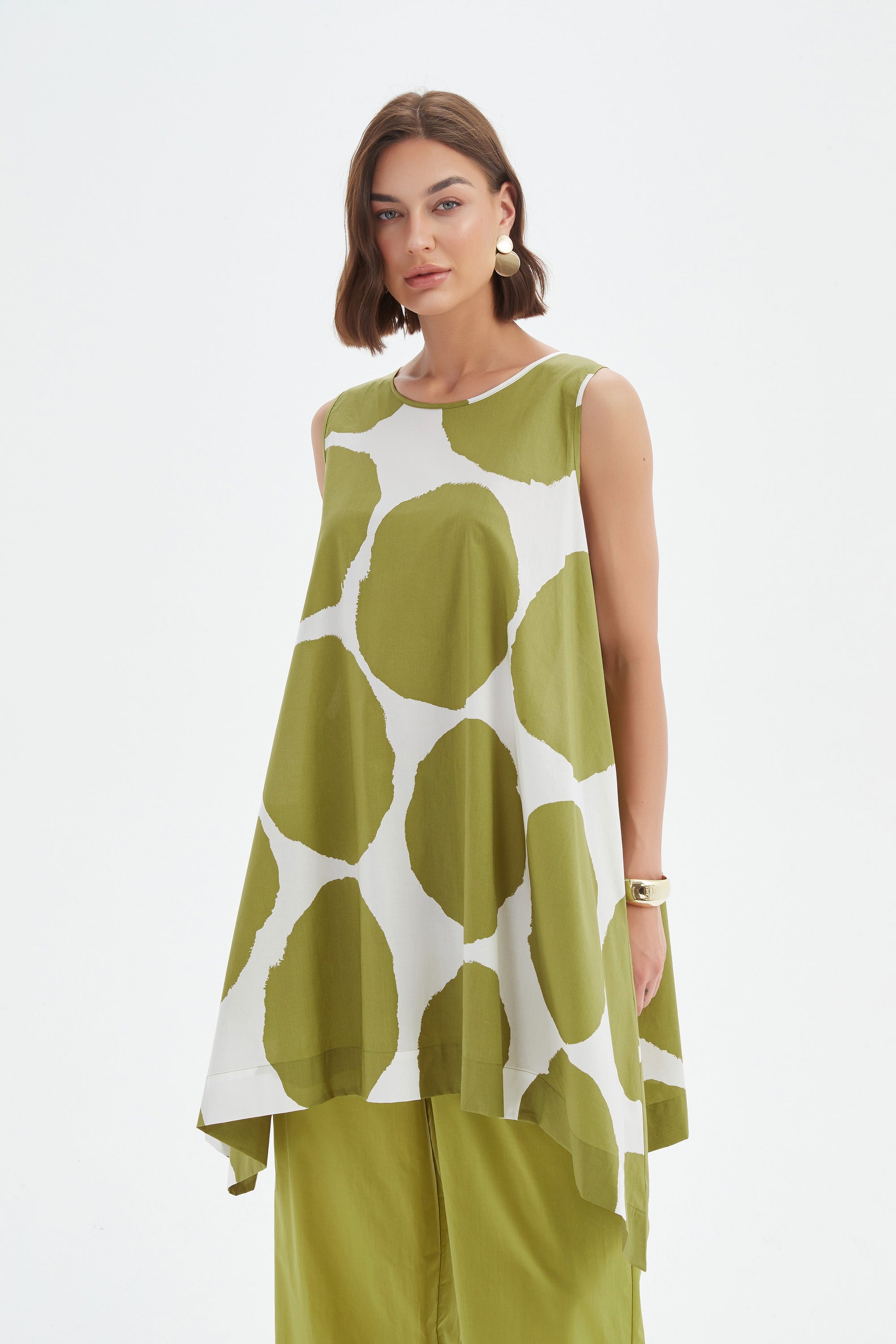 SLEEVELESS POPLIN PRINT TOP