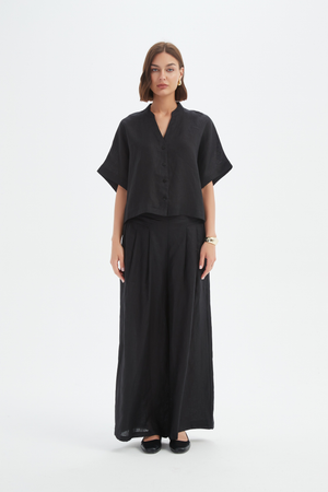 BOXY BUTTON LINEN SHIRT