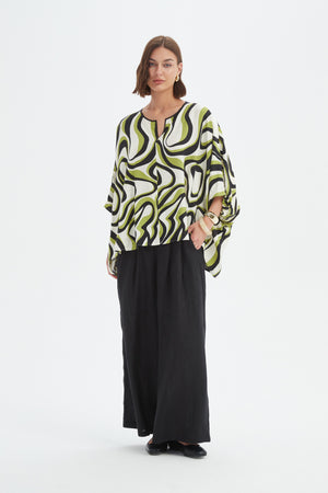 NOTCH NECK PRINT TOP