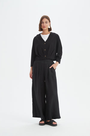 PLEAT HEM CROP CARDIGAN