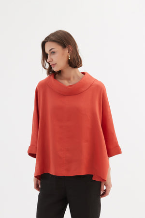 FUNNEL NECK BOXY TOP