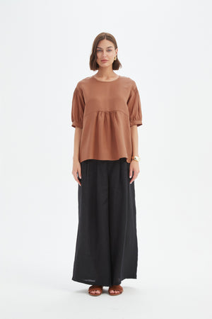 BISHOP SLEEVE SHIRRING TOP