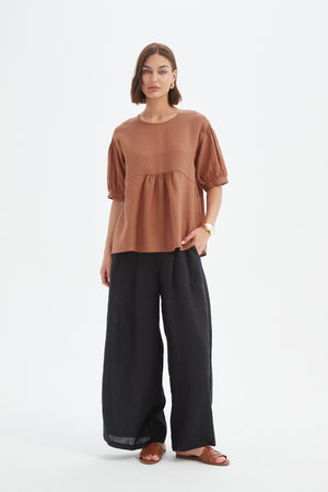 BISHOP SLEEVE SHIRRING TOP