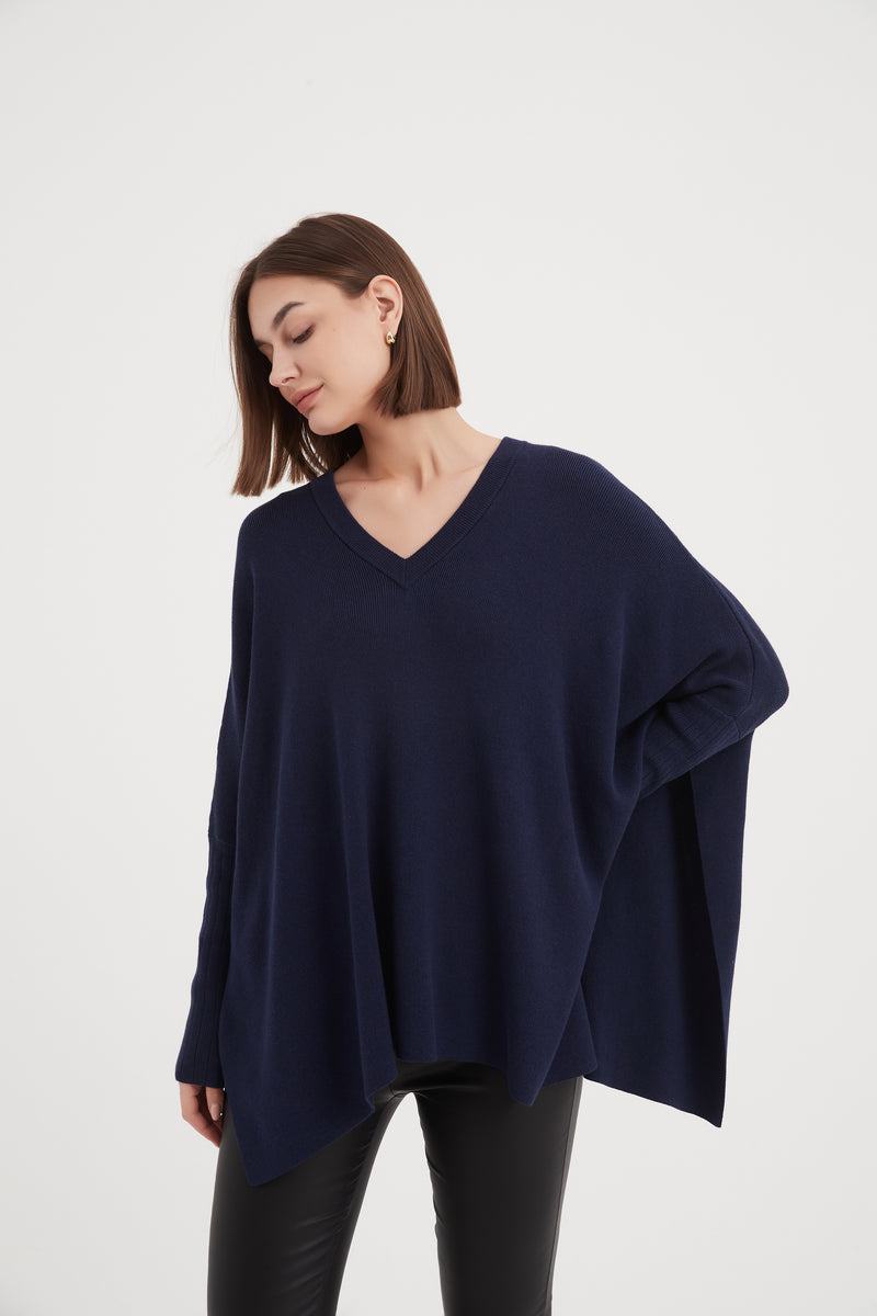 V NECK BATWING KNIT