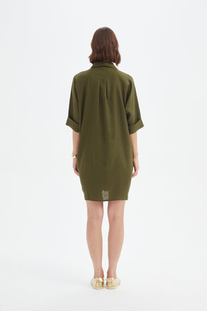 OVERSIZED LINEN SHIRT DRESS