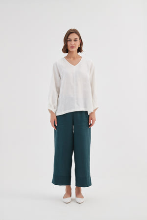 BISHOP LONG SLEEVE LINEN TOP