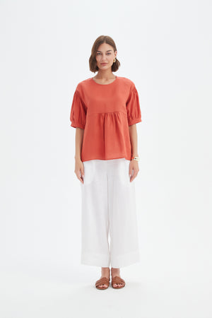 BISHOP SLEEVE SHIRRING TOP