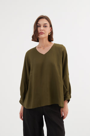 BISHOP LONG SLEEVE LINEN TOP