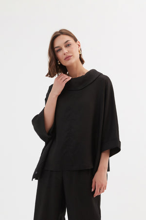 FUNNEL NECK BOXY TOP