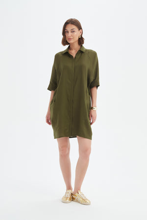 OVERSIZED LINEN SHIRT DRESS