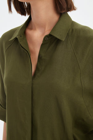 OVERSIZED LINEN SHIRT DRESS