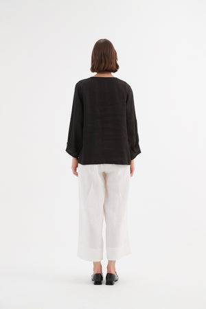 BISHOP LONG SLEEVE LINEN TOP