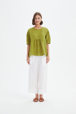 BISHOP SLEEVE SHIRRING TOP