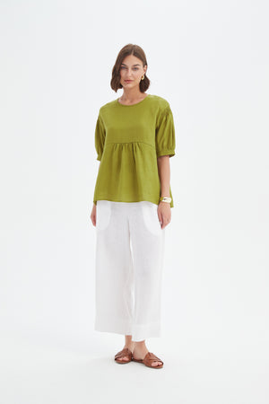 BISHOP SLEEVE SHIRRING TOP