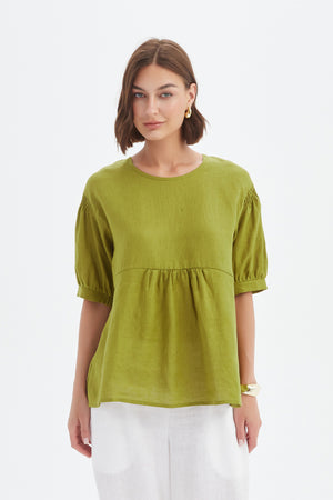 BISHOP SLEEVE SHIRRING TOP