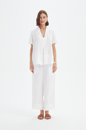 SHAWL COLLAR PLEAT TOP