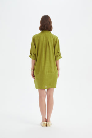 OVERSIZED LINEN SHIRT DRESS