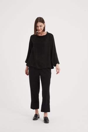 BELL SLEEVE MOCK NECK TOP