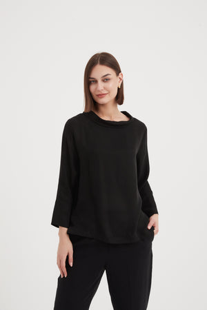 BELL SLEEVE MOCK NECK TOP